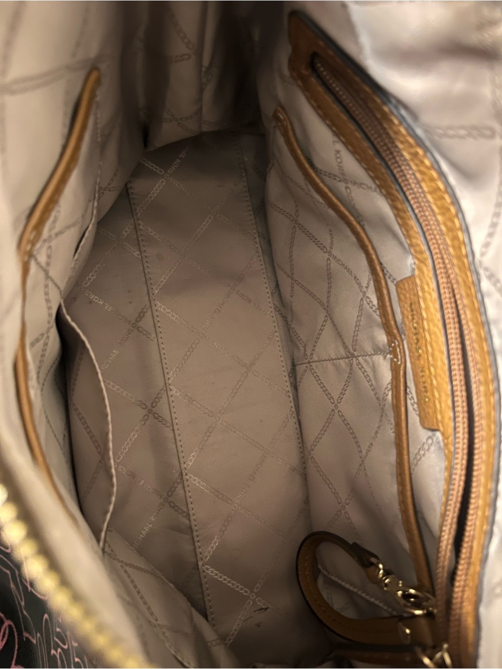 Michael Kors Brown Logo Hobo Bag with Tan Leather Trim and Matching Wallet - Picture 5 of 10